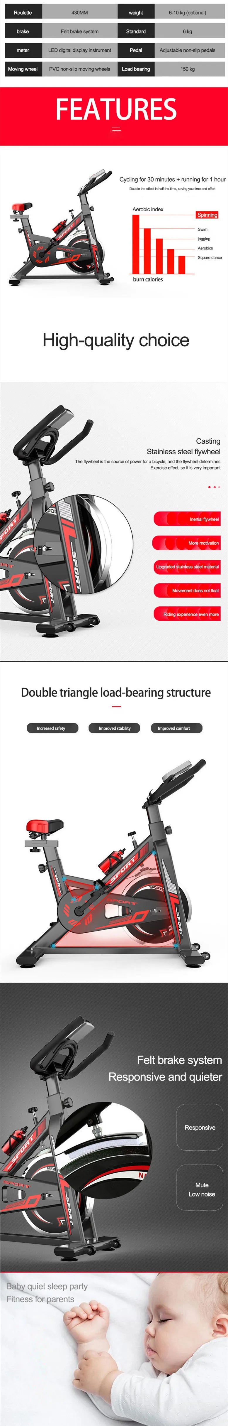 Indoor Fitness Reduce Weight Equipment And Home Silent Cycling Spinning Gym Exercise Spin Bike