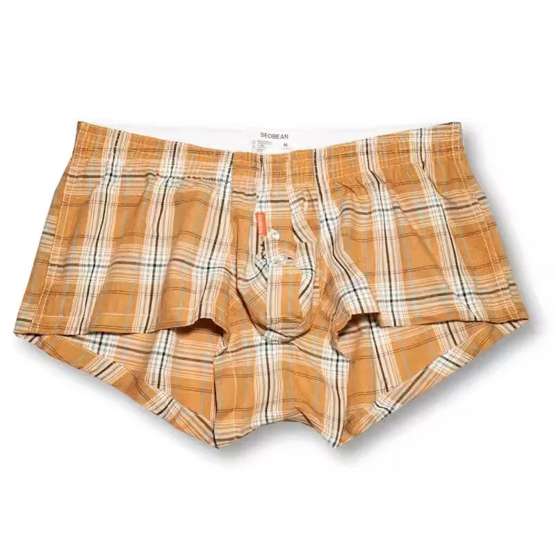 Men's Bulge Boxy Underwear Plaid Arrow Lounge Pants Comfortable Boxer Shorts Casual Home Daily Wear Youth U Convex Pouch Trunks