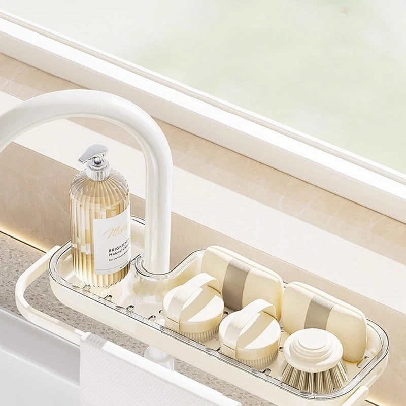 Kitchen Sink Drain Rack, Multifunctional Kitchen Dishcloth Rack, Free Punching Faucet Storage Rack, Kitchen Sink Drain Rack Orga