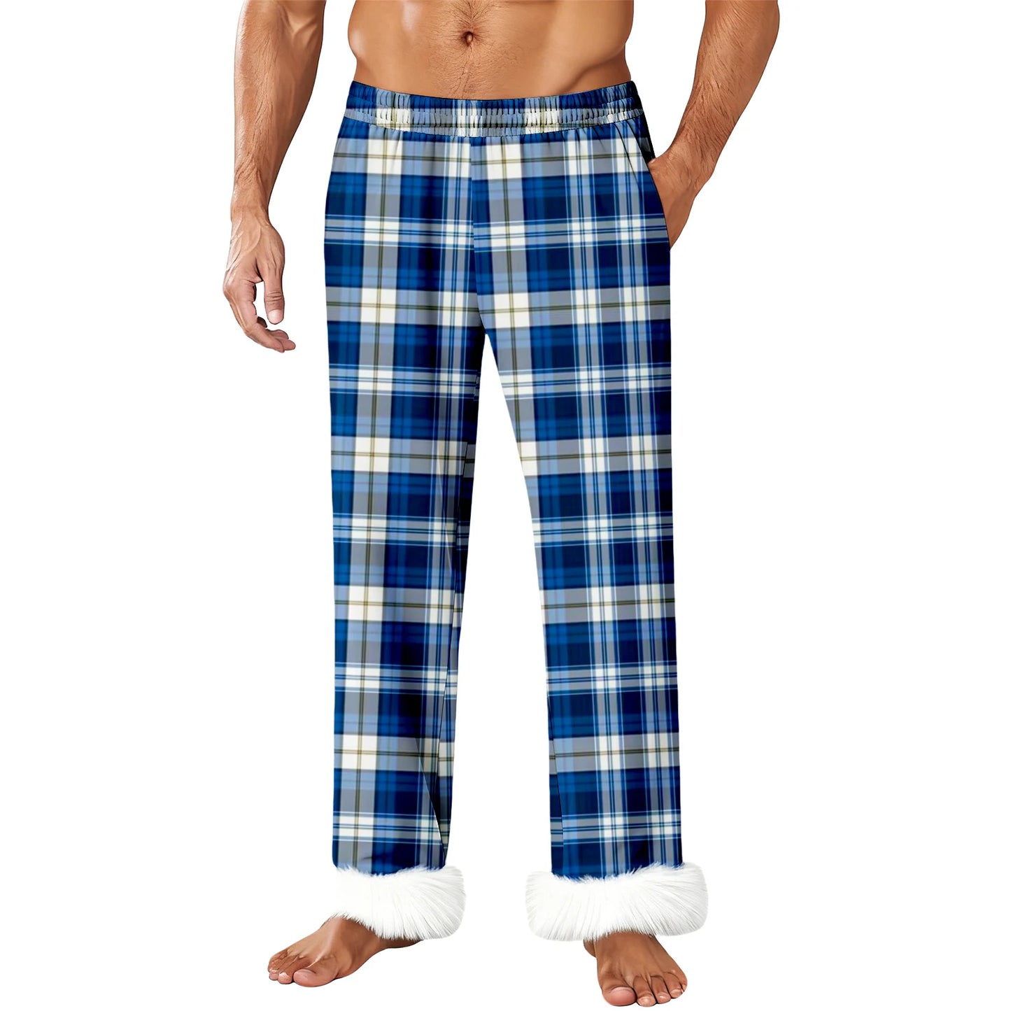 Mens Flannel Pajama Pants With Pockets Fleece Pjs Soft Warm Plaid Pajamas Bottoms Lounge Sleep Pants Loungewear Sleepwear