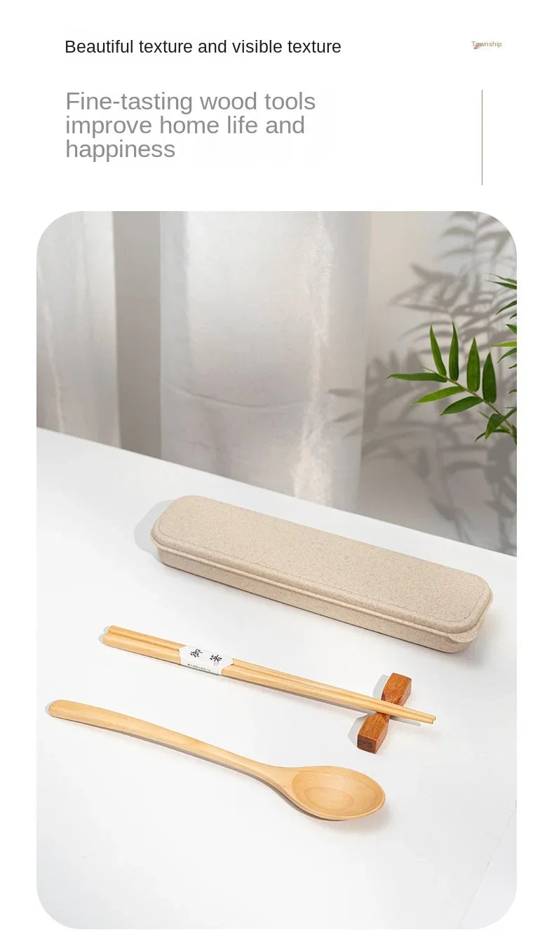 Handmade Home Dinnerware Tableware Cutlery for Kitchen, Natural Wooden Spoon & Fork Dinner Kit, Rice Soups, Cereal Utensil