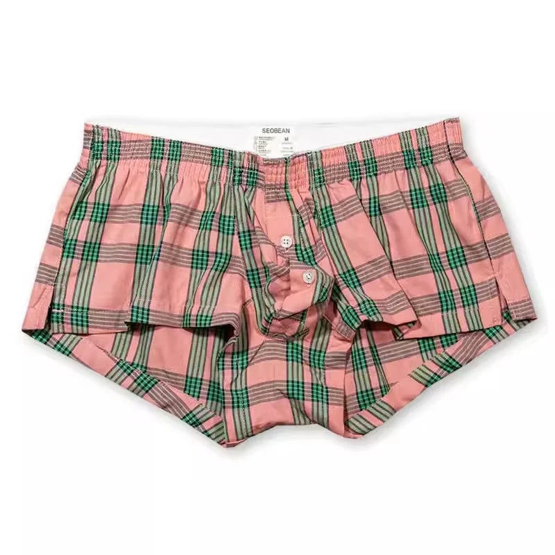 Men's Bulge Boxy Underwear Plaid Arrow Lounge Pants Comfortable Boxer Shorts Casual Home Daily Wear Youth U Convex Pouch Trunks