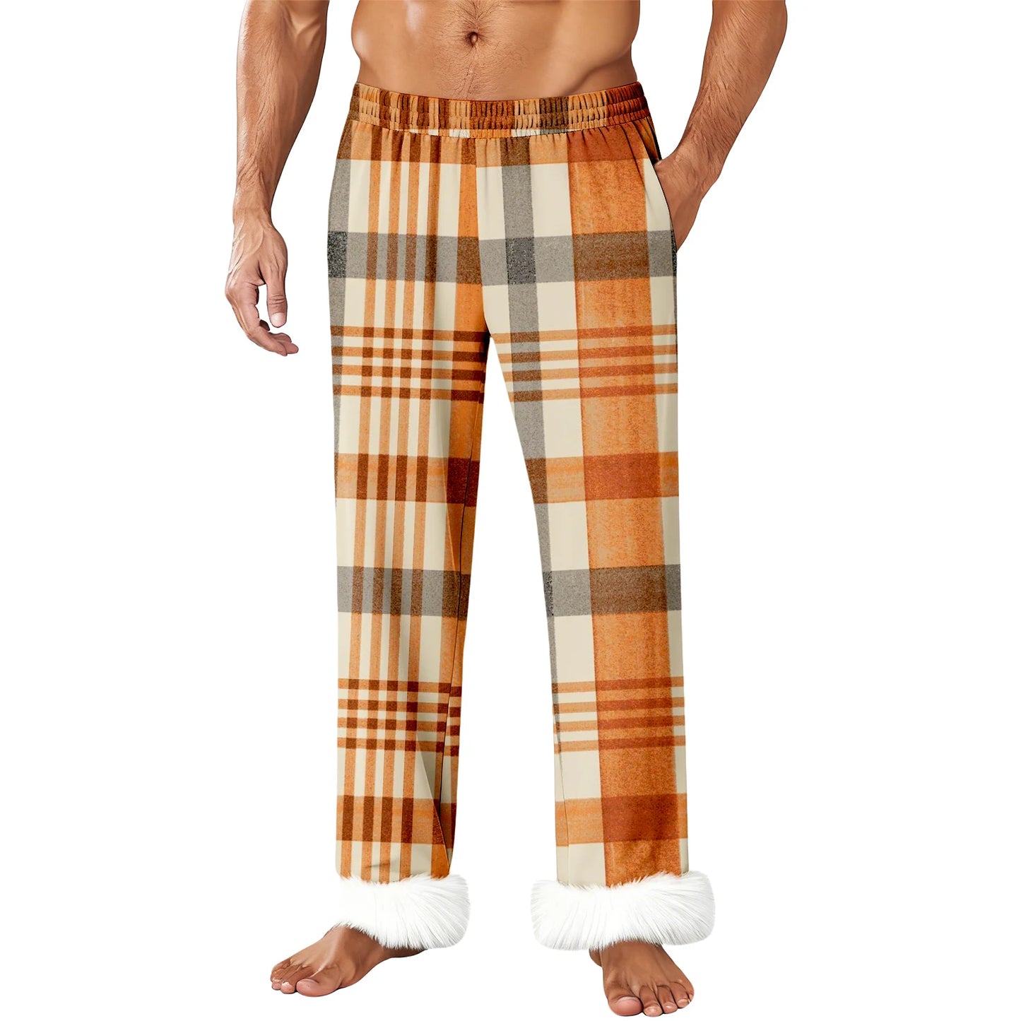 Mens Flannel Pajama Pants With Pockets Fleece Pjs Soft Warm Plaid Pajamas Bottoms Lounge Sleep Pants Loungewear Sleepwear