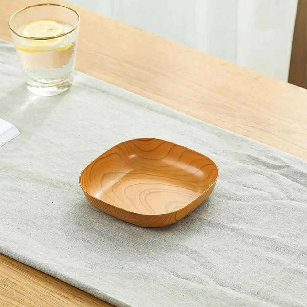Kitchen Imitation Wood Grain Square Plate Japanese Simple Grain Dish Set For Tableware Kitchen Bowl Dish Dinnerware Cook Supplie