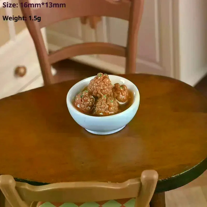 1/12 Dollhouse Miniature Chinese Dishes Food Models Dollhouse Kitchen Decoration DIY Dolls House Dining Room Ornaments