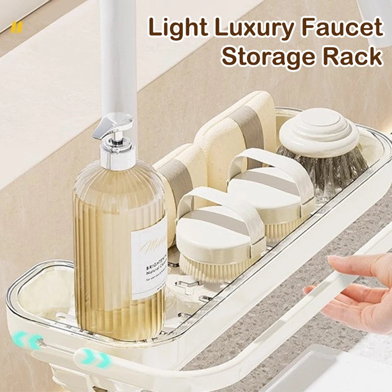 Kitchen Sink Drain Rack, Multifunctional Kitchen Dishcloth Rack, Free Punching Faucet Storage Rack, Kitchen Sink Drain Rack Orga