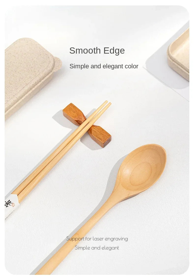 Handmade Home Dinnerware Tableware Cutlery for Kitchen, Natural Wooden Spoon & Fork Dinner Kit, Rice Soups, Cereal Utensil