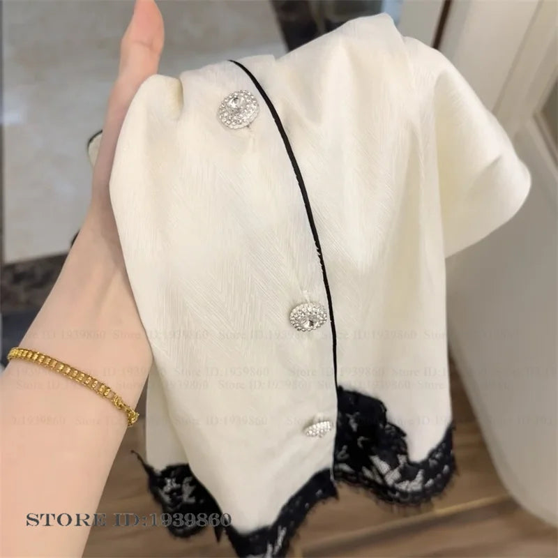 Elegant Female Long Sleeve Pajamas Set Lounge Wear Sexy Patchwork Lace Sleepwear Pijama Suit Loose Silk Satin Nightwear Pyjama