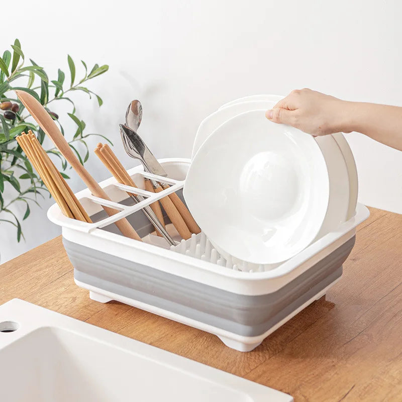 Kitchen Drainage Dish Rack Foldable Dish Rack Tableware Storage Folding Dish Rack Tableware Rack Cup Rack Kitchen Tools