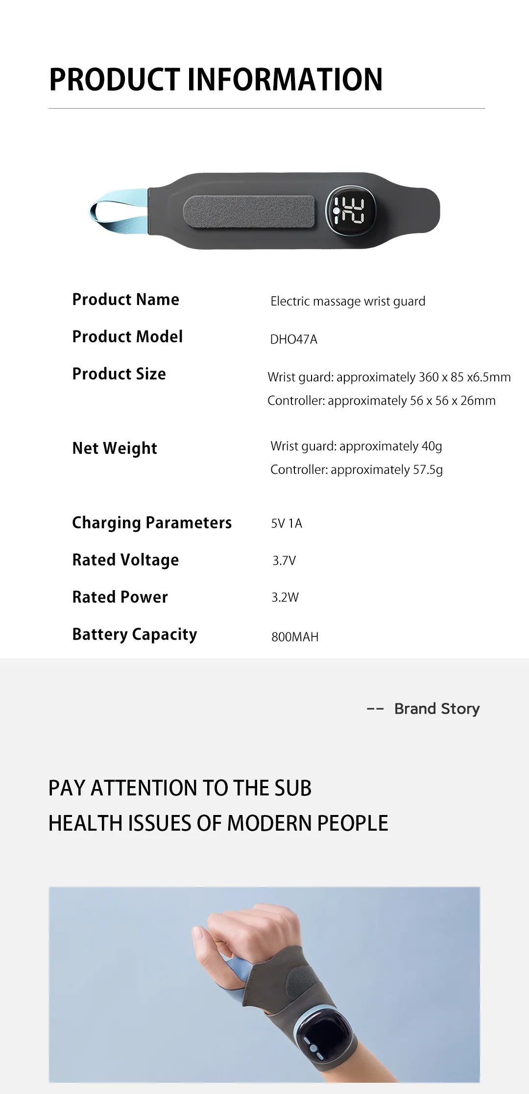 Electric Heating Wrist Massager EMS Wrist Guard Wrist Support Strap Hot Compress 3 Levels Vibration Massage Smart Wrist Massager