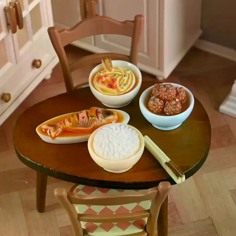 1/12 Dollhouse Miniature Chinese Dishes Food Models Dollhouse Kitchen Decoration DIY Dolls House Dining Room Ornaments
