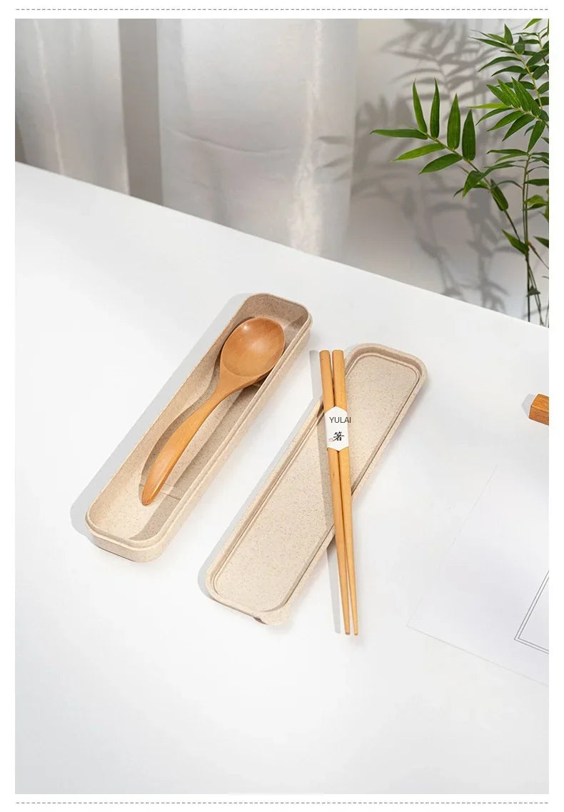 Handmade Home Dinnerware Tableware Cutlery for Kitchen, Natural Wooden Spoon & Fork Dinner Kit, Rice Soups, Cereal Utensil