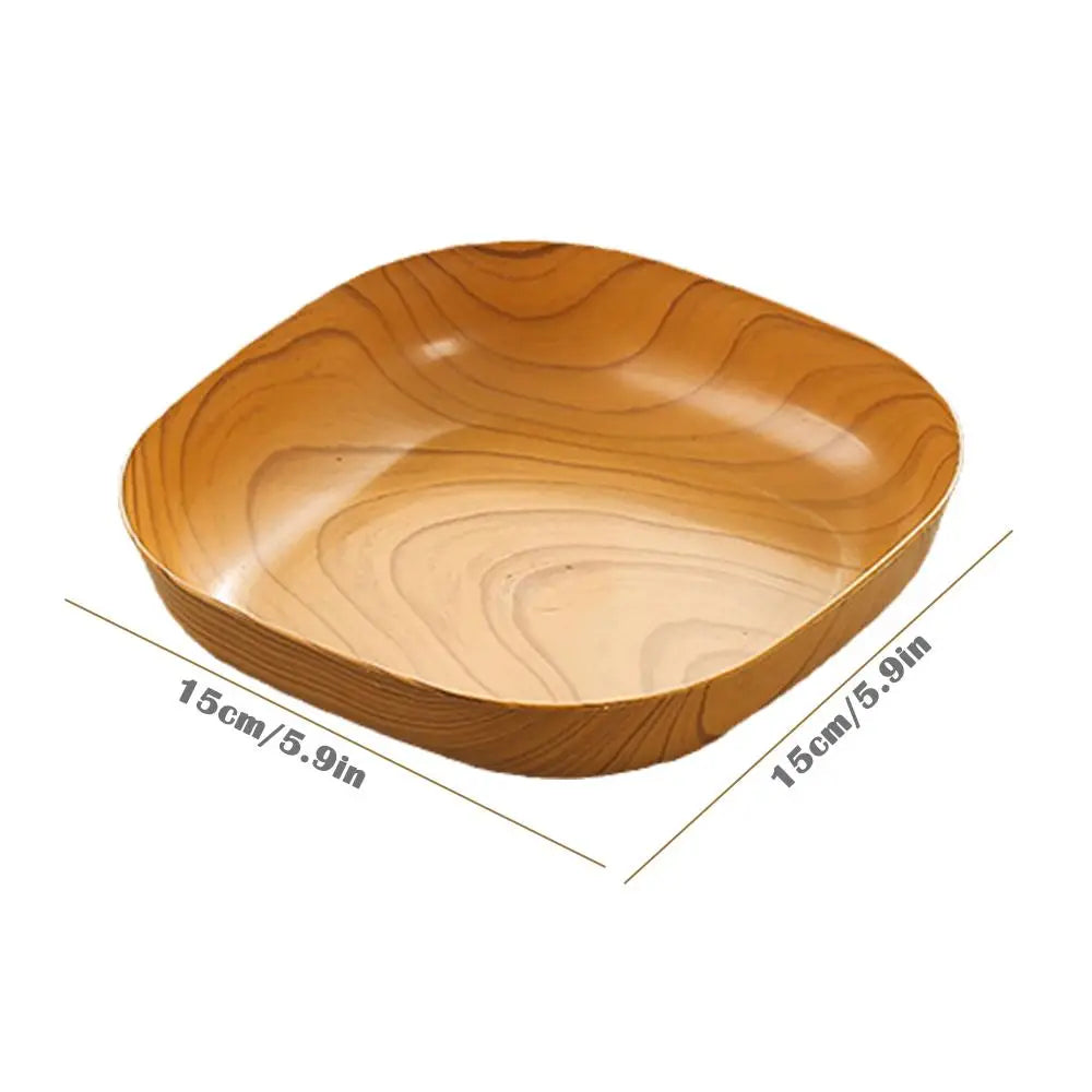 Kitchen Imitation Wood Grain Square Plate Japanese Simple Grain Dish Set For Tableware Kitchen Bowl Dish Dinnerware Cook Supplie