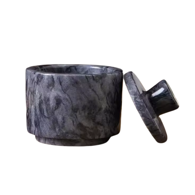 Natural Marble Spice Jar with Lid