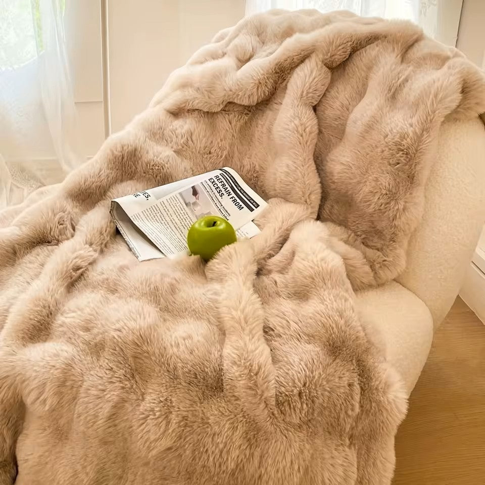 Cozy Faux Rabbit Fleece Blanket