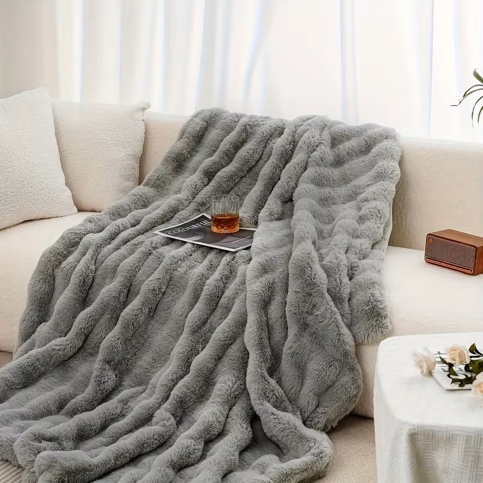 Cozy Faux Rabbit Fleece Blanket