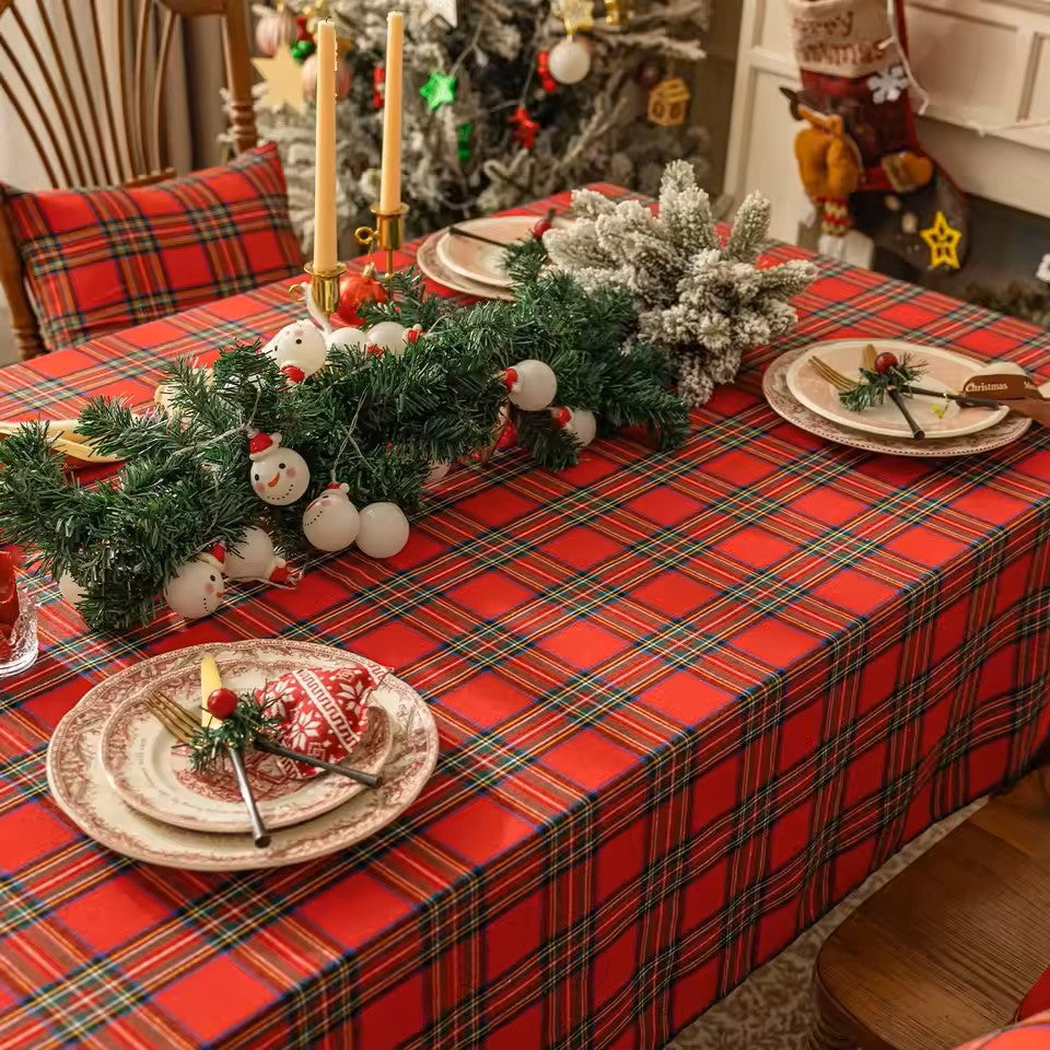 Plaid Linen Cotton Tablecloth