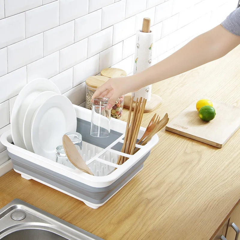 Kitchen Drainage Dish Rack Foldable Dish Rack Tableware Storage Folding Dish Rack Tableware Rack Cup Rack Kitchen Tools