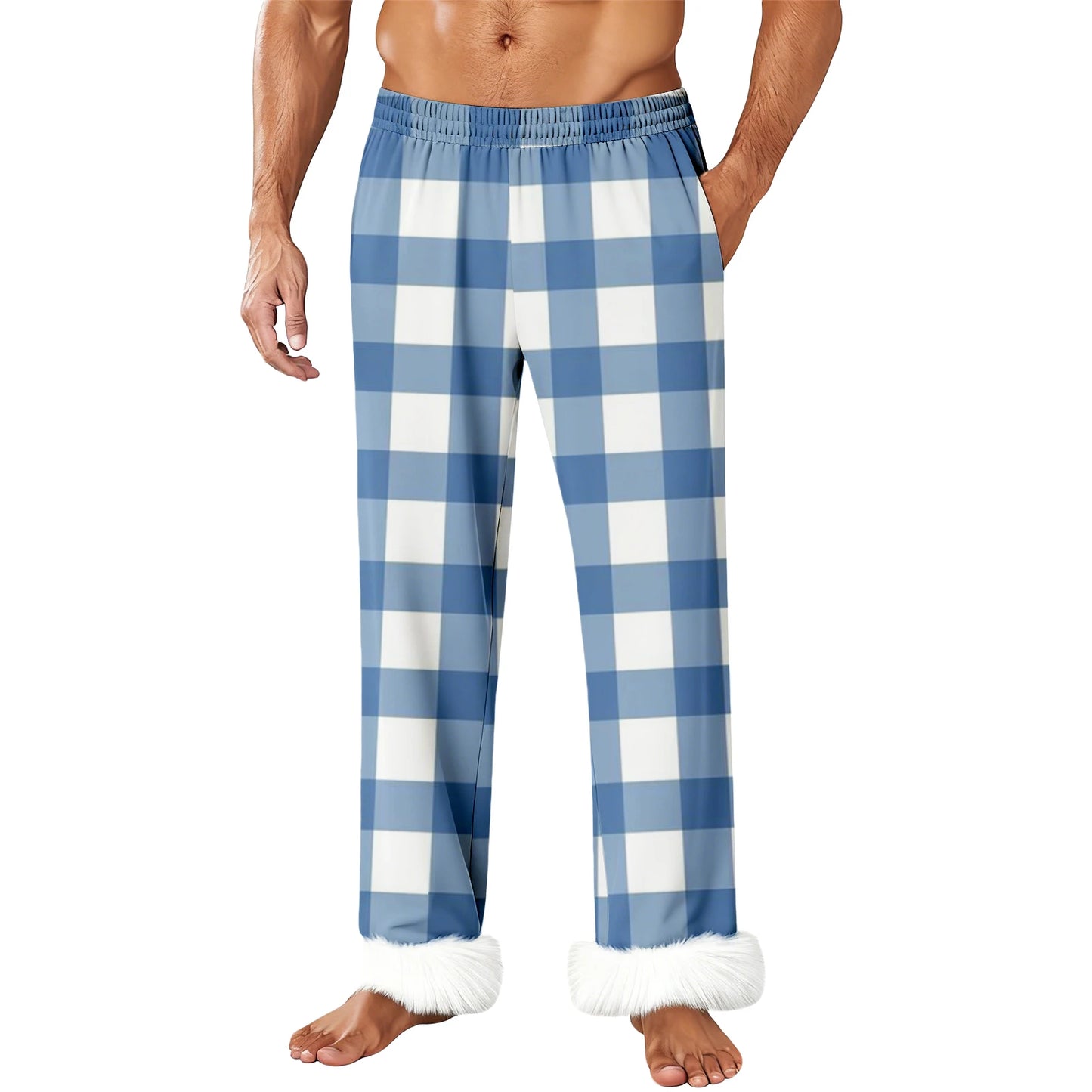 Mens Flannel Pajama Pants With Pockets Fleece Pjs Soft Warm Plaid Pajamas Bottoms Lounge Sleep Pants Loungewear Sleepwear