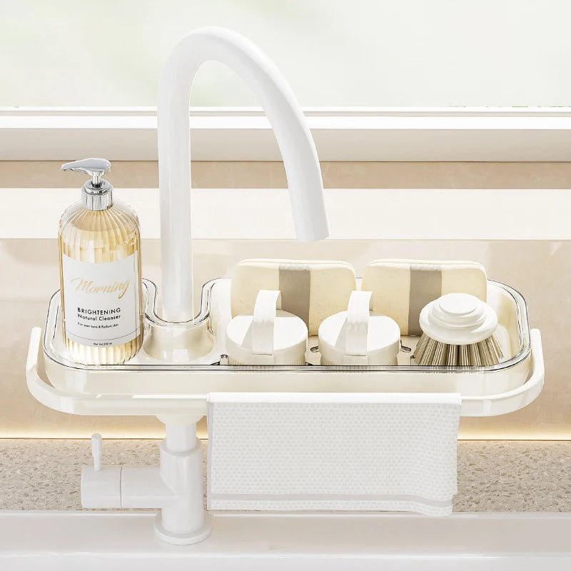 Kitchen Sink Drain Rack, Multifunctional Kitchen Dishcloth Rack, Free Punching Faucet Storage Rack, Kitchen Sink Drain Rack Orga