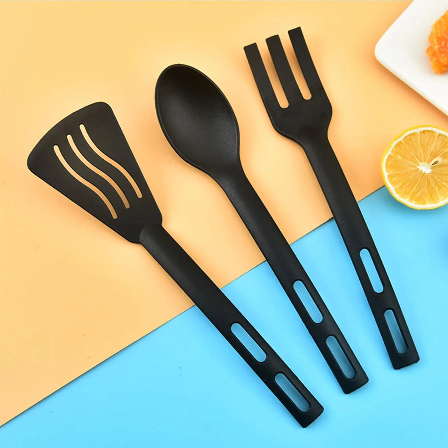 Kitchen Cooking Utensils Nylon Kitchen Utensils Set Sturdy Cutlery Kit With Non-Stick Spatulas Comfortable Handle Cookware