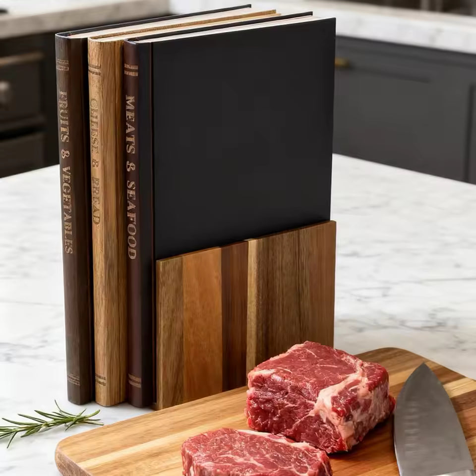 Modern Wooden Cutting Board Set – Book-Style Design