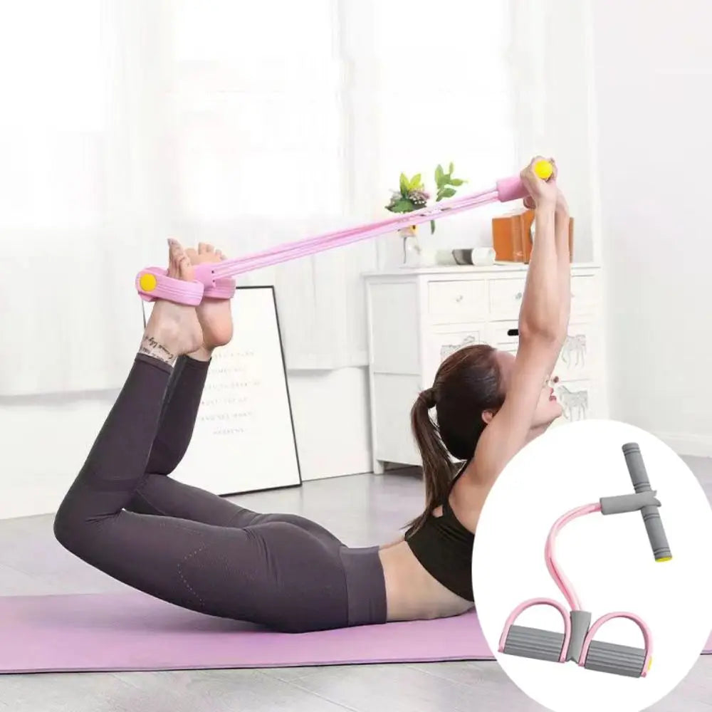 Fitness Equipment 4-Tube Yoga Pedal Puller Thicken Abdominal Exerciser Resistance Band Rubber Elastic Pull Rope Waist