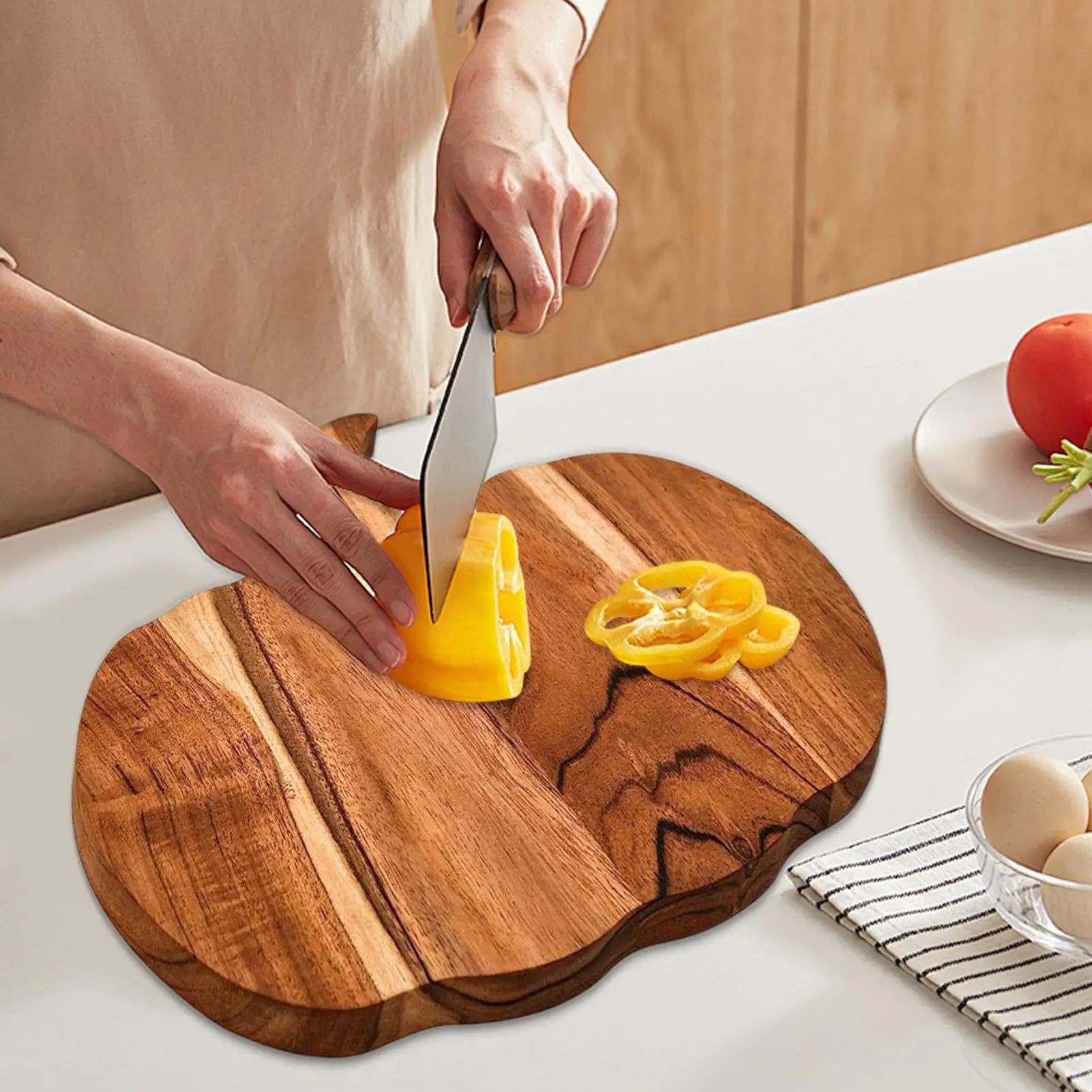 Kitchen Cutting Board Wooden Serving Platter Pumpkin Shaped Kitchen Wood Cutting Board Restaurant Decor