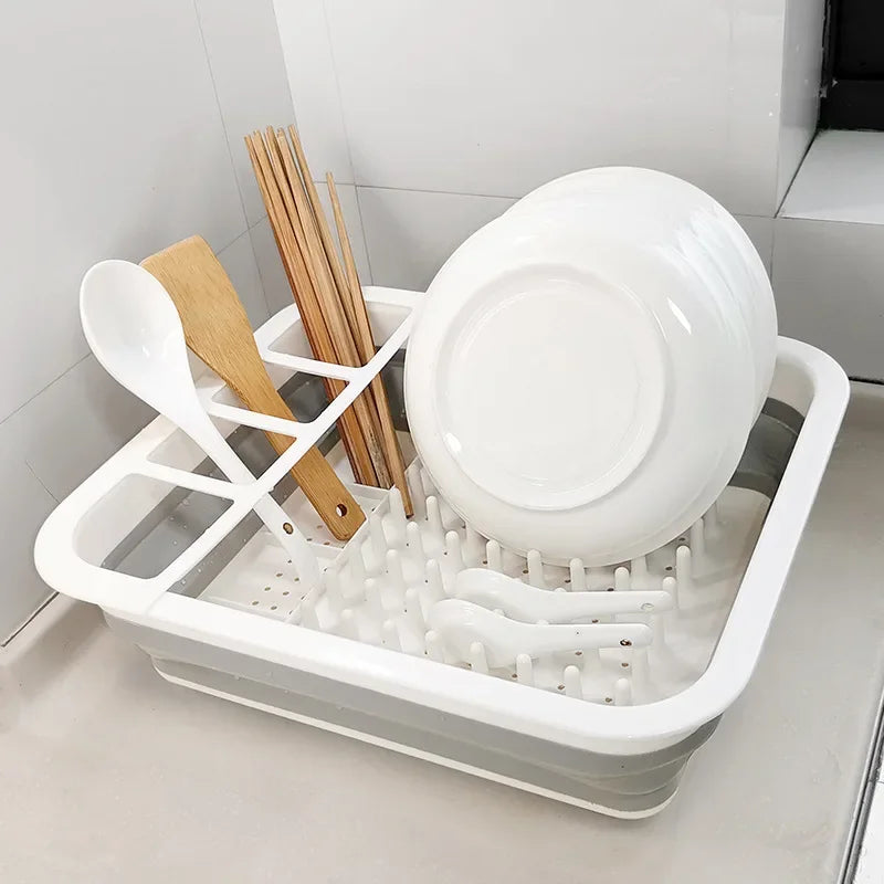 Kitchen Drainage Dish Rack Foldable Dish Rack Tableware Storage Folding Dish Rack Tableware Rack Cup Rack Kitchen Tools