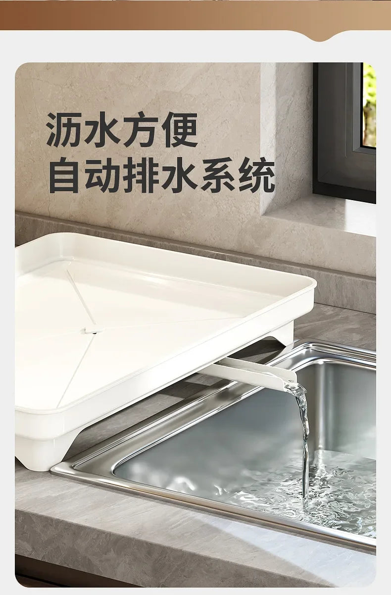 Kitchen Home Countertop Adjustable 2 Tier Stainless Steel Dish Drying Rack Plates Bowl Organizer Drainer Storage Rack Utensils