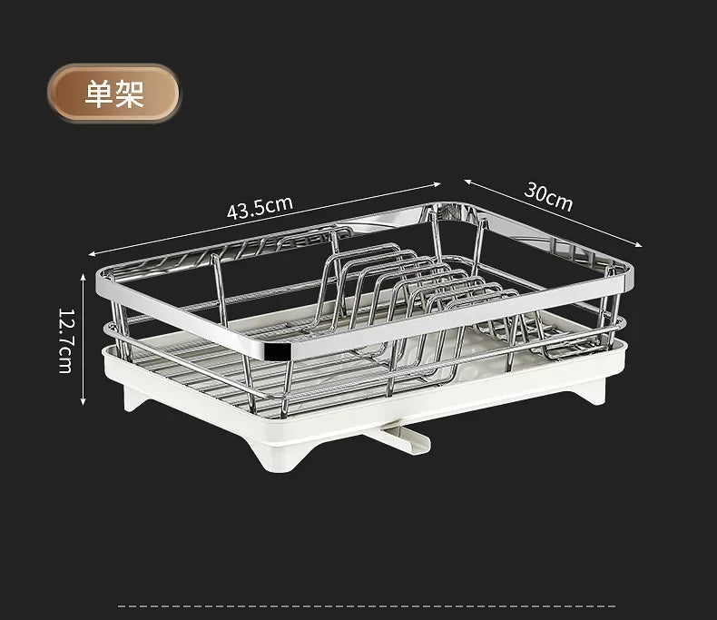 Kitchen Home Countertop Adjustable 2 Tier Stainless Steel Dish Drying Rack Plates Bowl Organizer Drainer Storage Rack Utensils