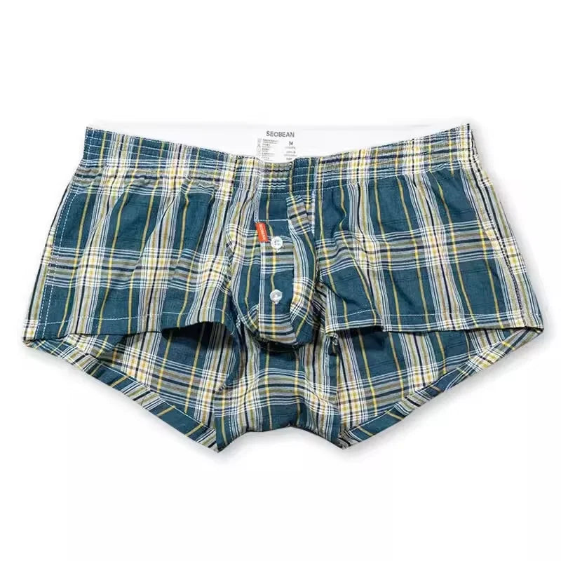 Men's Bulge Boxy Underwear Plaid Arrow Lounge Pants Comfortable Boxer Shorts Casual Home Daily Wear Youth U Convex Pouch Trunks
