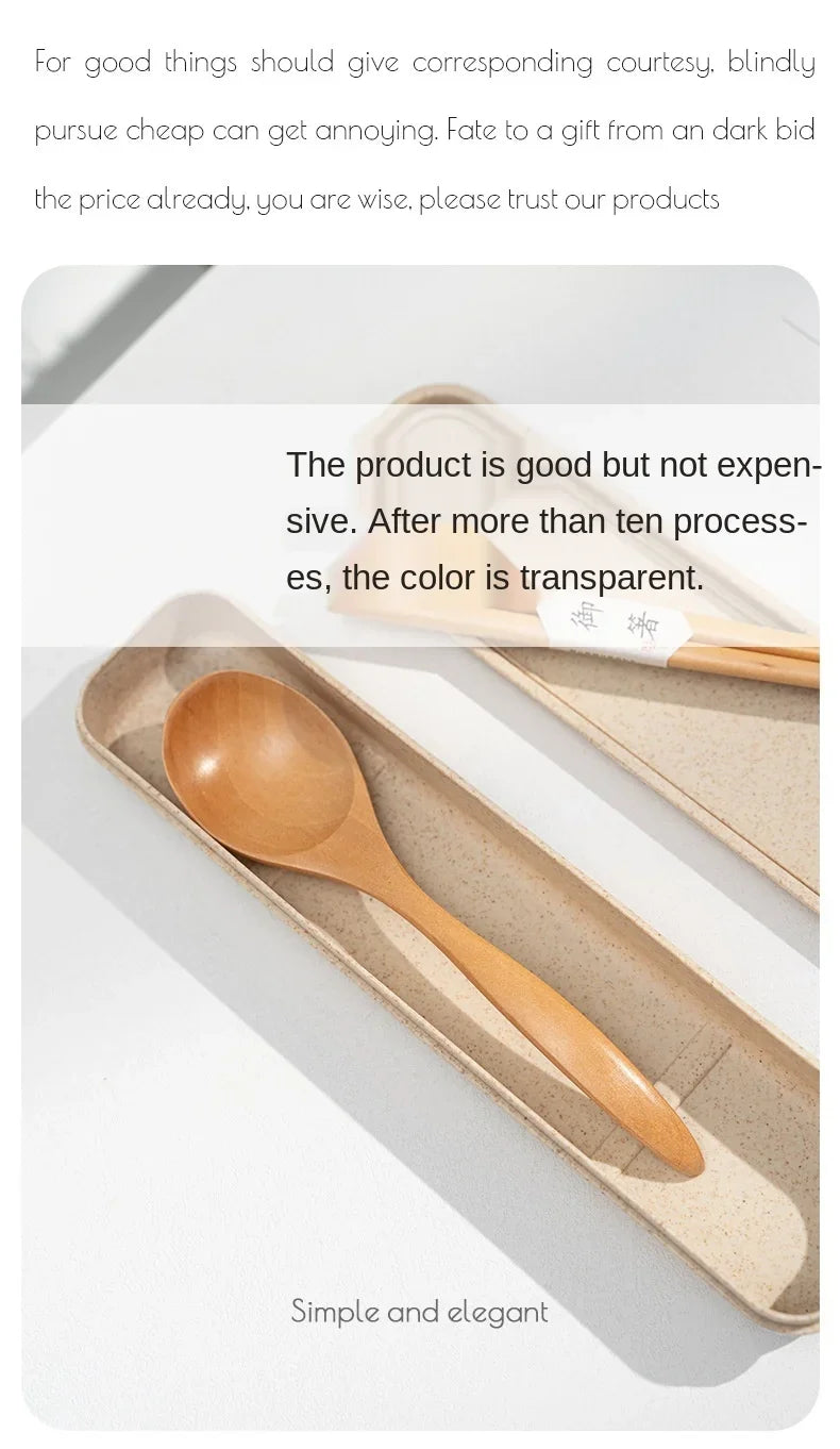 Handmade Home Dinnerware Tableware Cutlery for Kitchen, Natural Wooden Spoon & Fork Dinner Kit, Rice Soups, Cereal Utensil