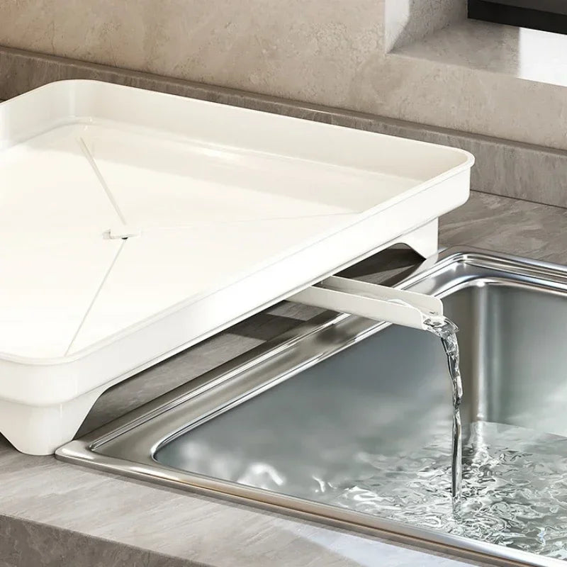 Kitchen Home Countertop Adjustable 2 Tier Stainless Steel Dish Drying Rack Plates Bowl Organizer Drainer Storage Rack Utensils