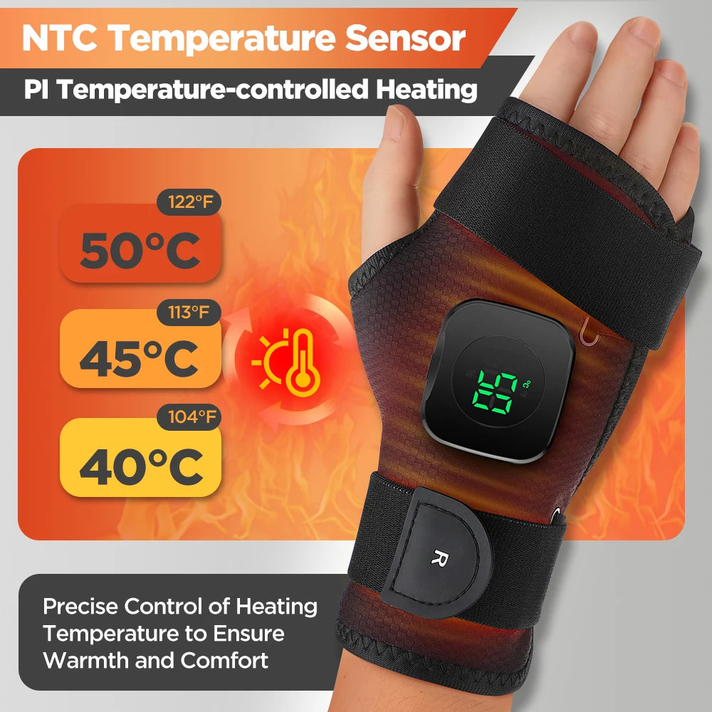 Electric Heated Wrist Brace Guard Hand Warming Device with Wrist Support Plate And Protection Rechargeable Wristband