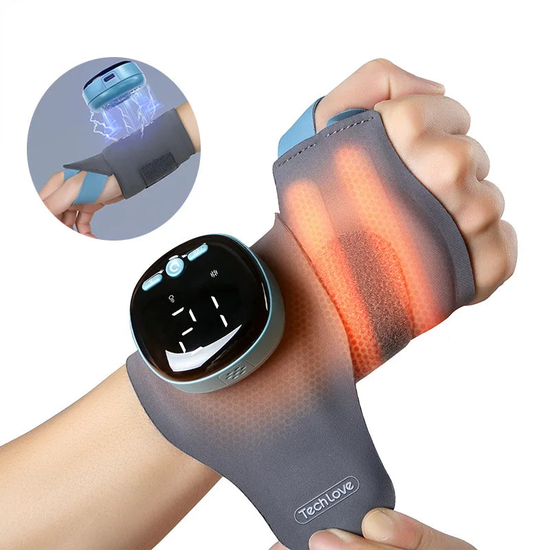 Electric Heating Wrist Massager EMS Wrist Guard Wrist Support Strap Hot Compress 3 Levels Vibration Massage Smart Wrist Massager