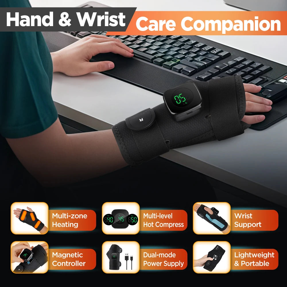 Electric Heated Wrist Brace Guard Hand Warming Device with Wrist Support Plate And Protection Rechargeable Wristband