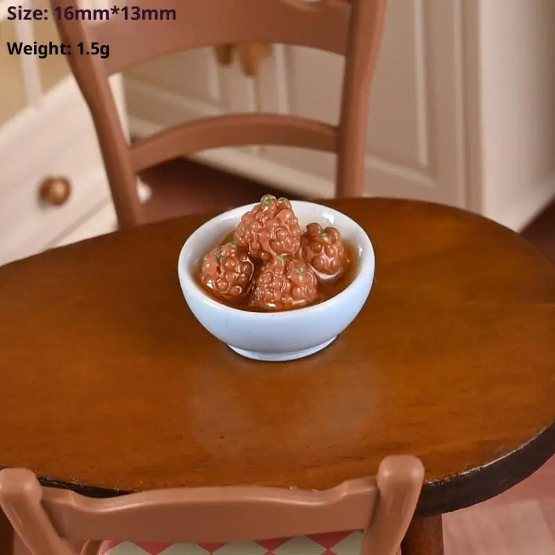 1/12 Dollhouse Miniature Chinese Dishes Food Models Dollhouse Kitchen Decoration DIY Dolls House Dining Room Ornaments