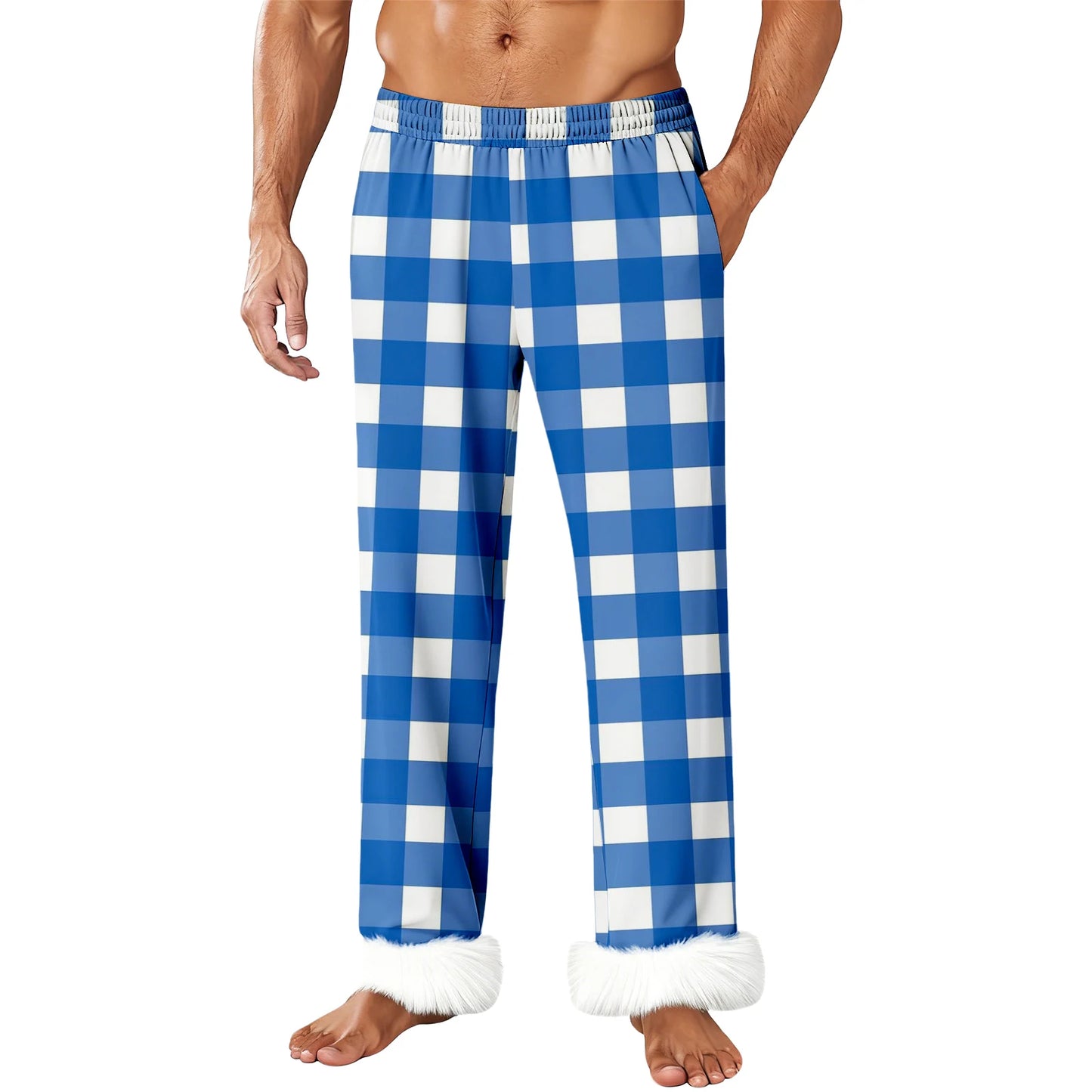 Mens Flannel Pajama Pants With Pockets Fleece Pjs Soft Warm Plaid Pajamas Bottoms Lounge Sleep Pants Loungewear Sleepwear