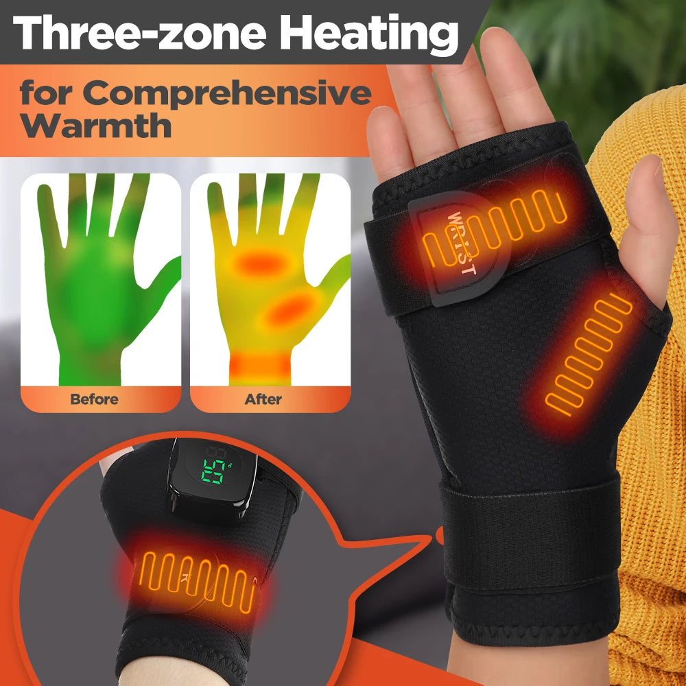 Electric Heated Wrist Brace Guard Hand Warming Device with Wrist Support Plate And Protection Rechargeable Wristband