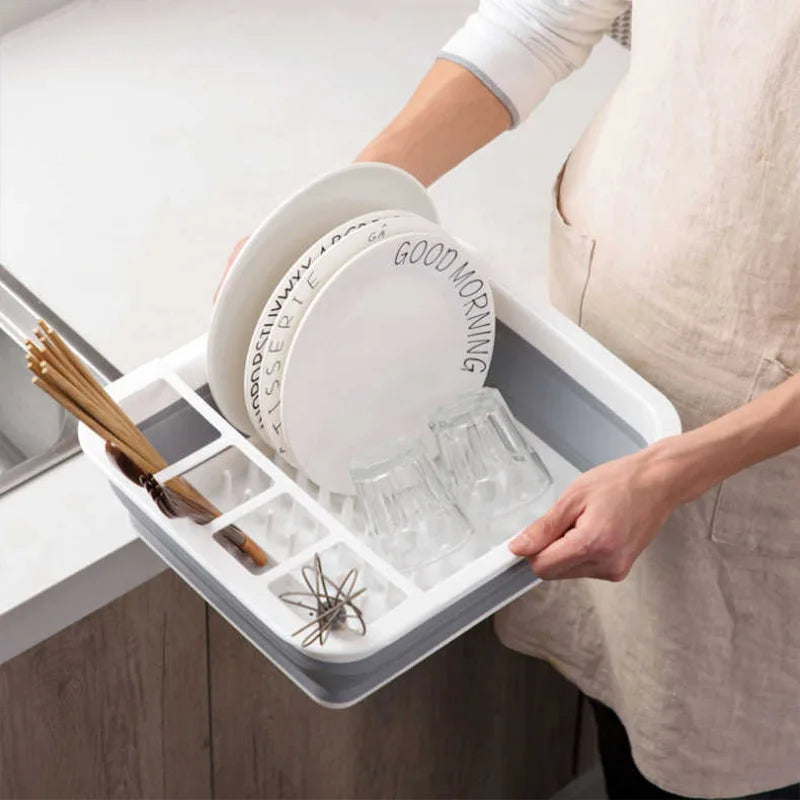 Kitchen Drainage Dish Rack Foldable Dish Rack Tableware Storage Folding Dish Rack Tableware Rack Cup Rack Kitchen Tools