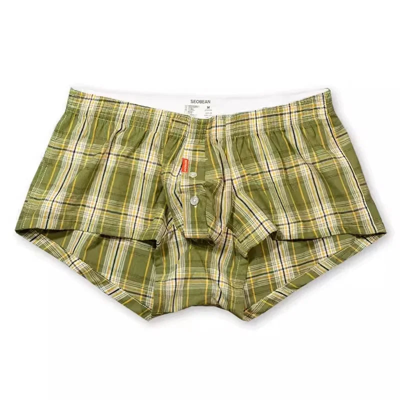 Men's Bulge Boxy Underwear Plaid Arrow Lounge Pants Comfortable Boxer Shorts Casual Home Daily Wear Youth U Convex Pouch Trunks