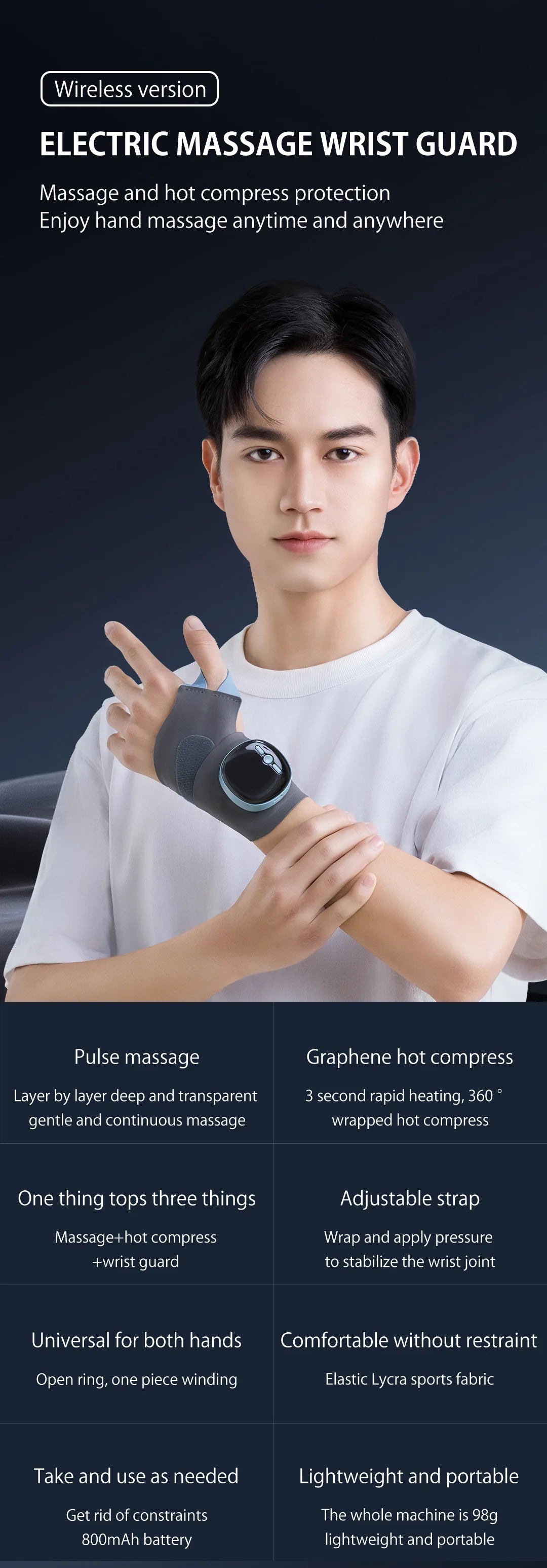 Electric Heating Wrist Massager EMS Wrist Guard Wrist Support Strap Hot Compress 3 Levels Vibration Massage Smart Wrist Massager