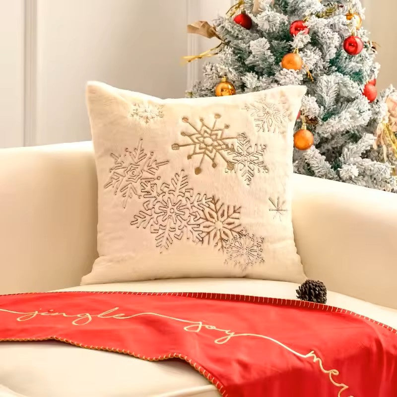 Modern Holiday Embroidered Pillowcase