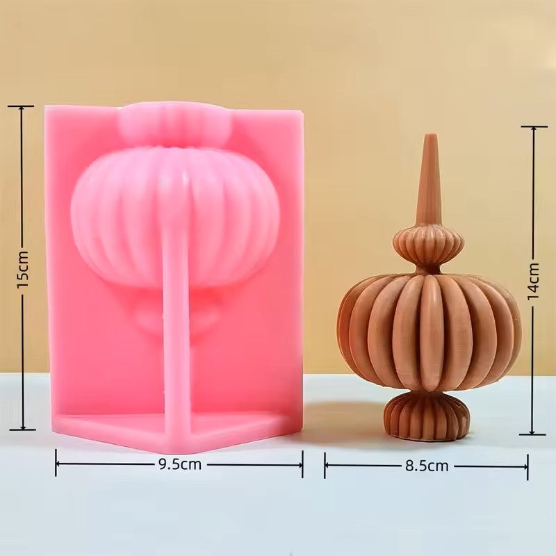 Geometric Roman Column Silicone Candle Mold – Modern Striped Pillar Design
