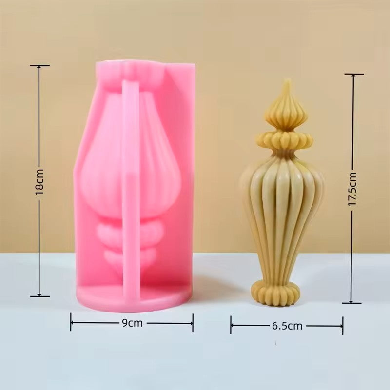 Geometric Roman Column Silicone Candle Mold – Modern Striped Pillar Design