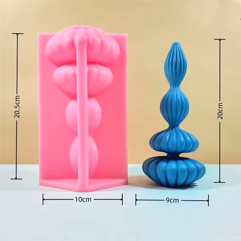 Geometric Roman Column Silicone Candle Mold – Modern Striped Pillar Design