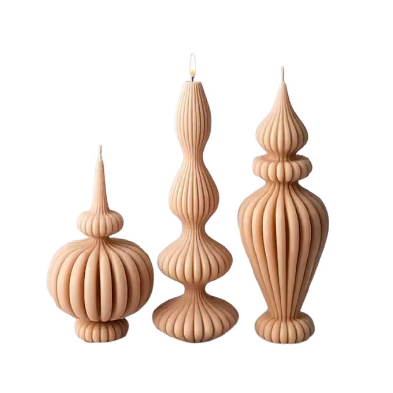 Geometric Roman Column Silicone Candle Mold – Modern Striped Pillar Design