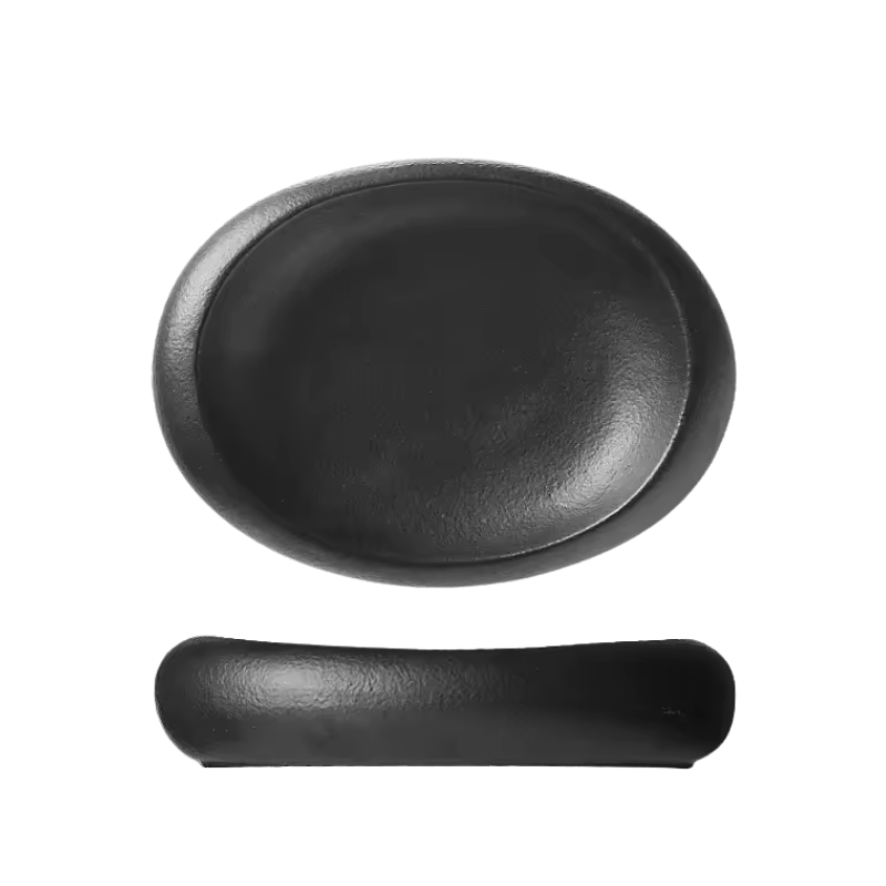 Black Ceramic Western Food Plate
