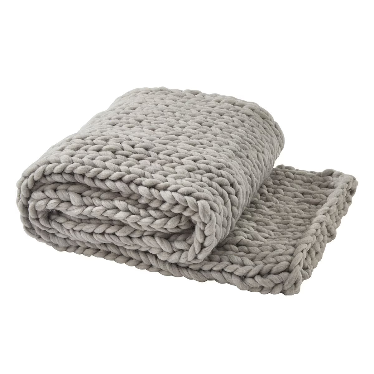 Boho Textured Knitted Throw Blanket – Fog Gray